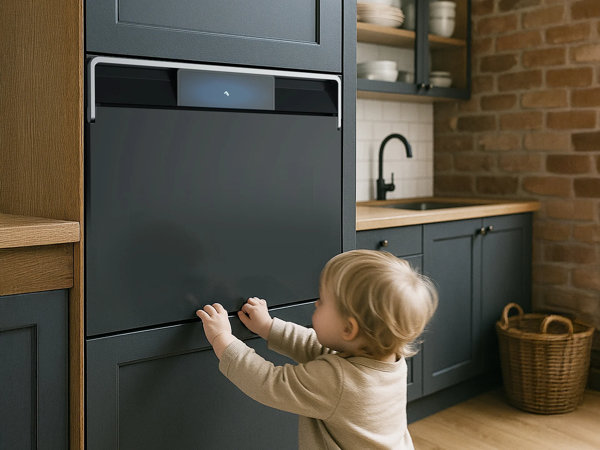 Touchscreen interface of SafeLock built-in oven designed by Formeta Design