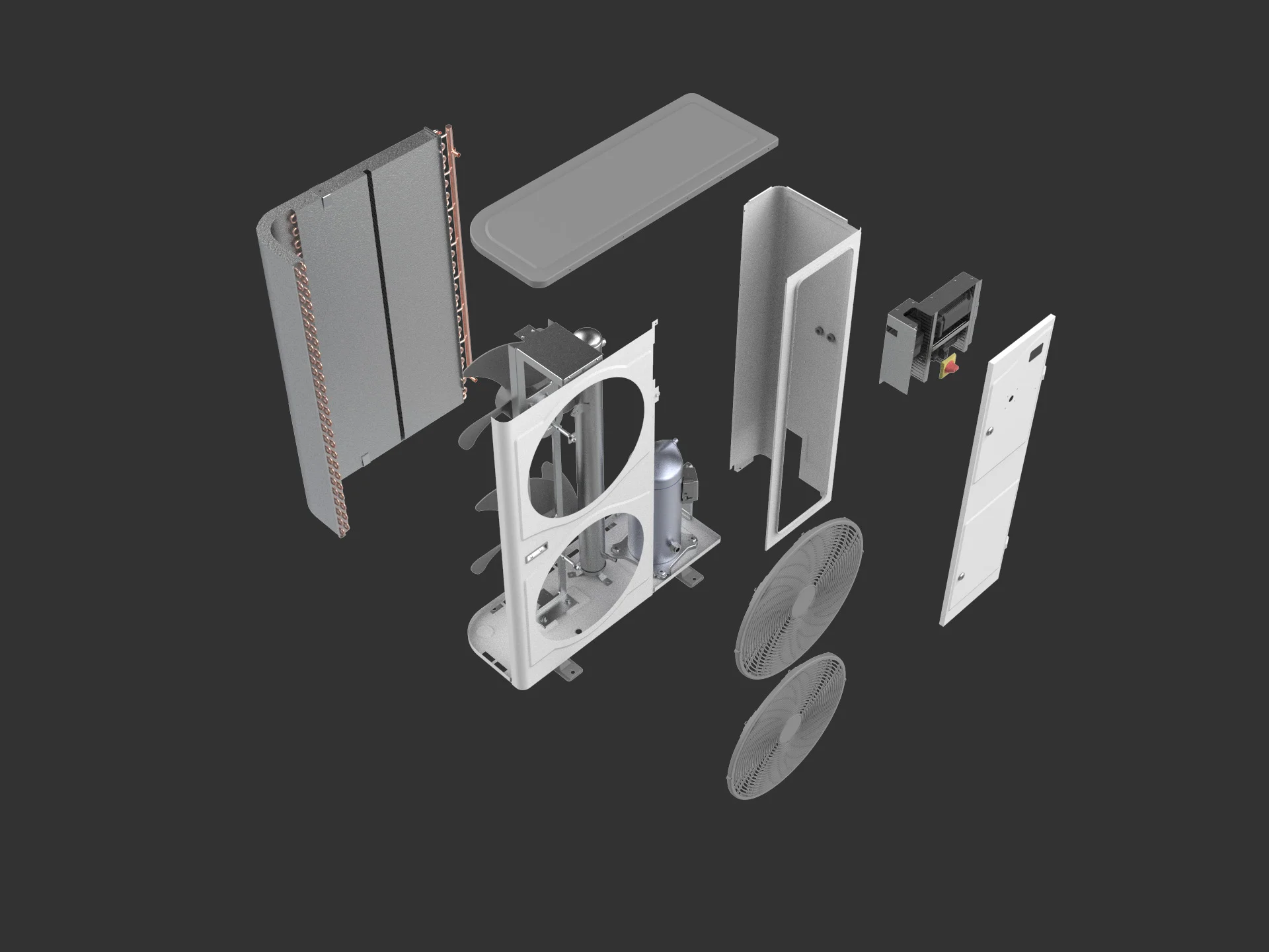 Condensing unit cooling system designed by Formeta Design with compact modular structure