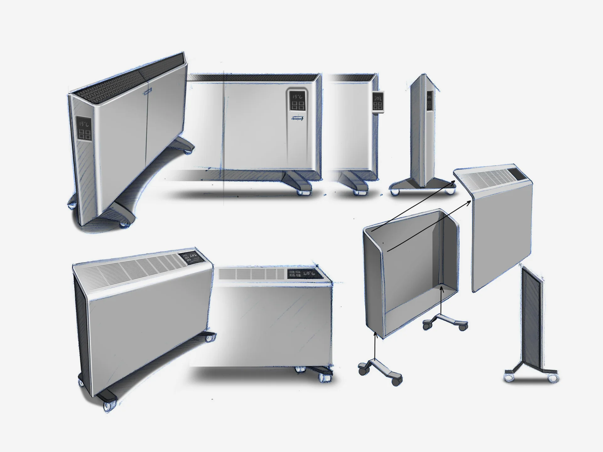 Convection heater with minimalist design developed by Formeta Design for efficient home heating