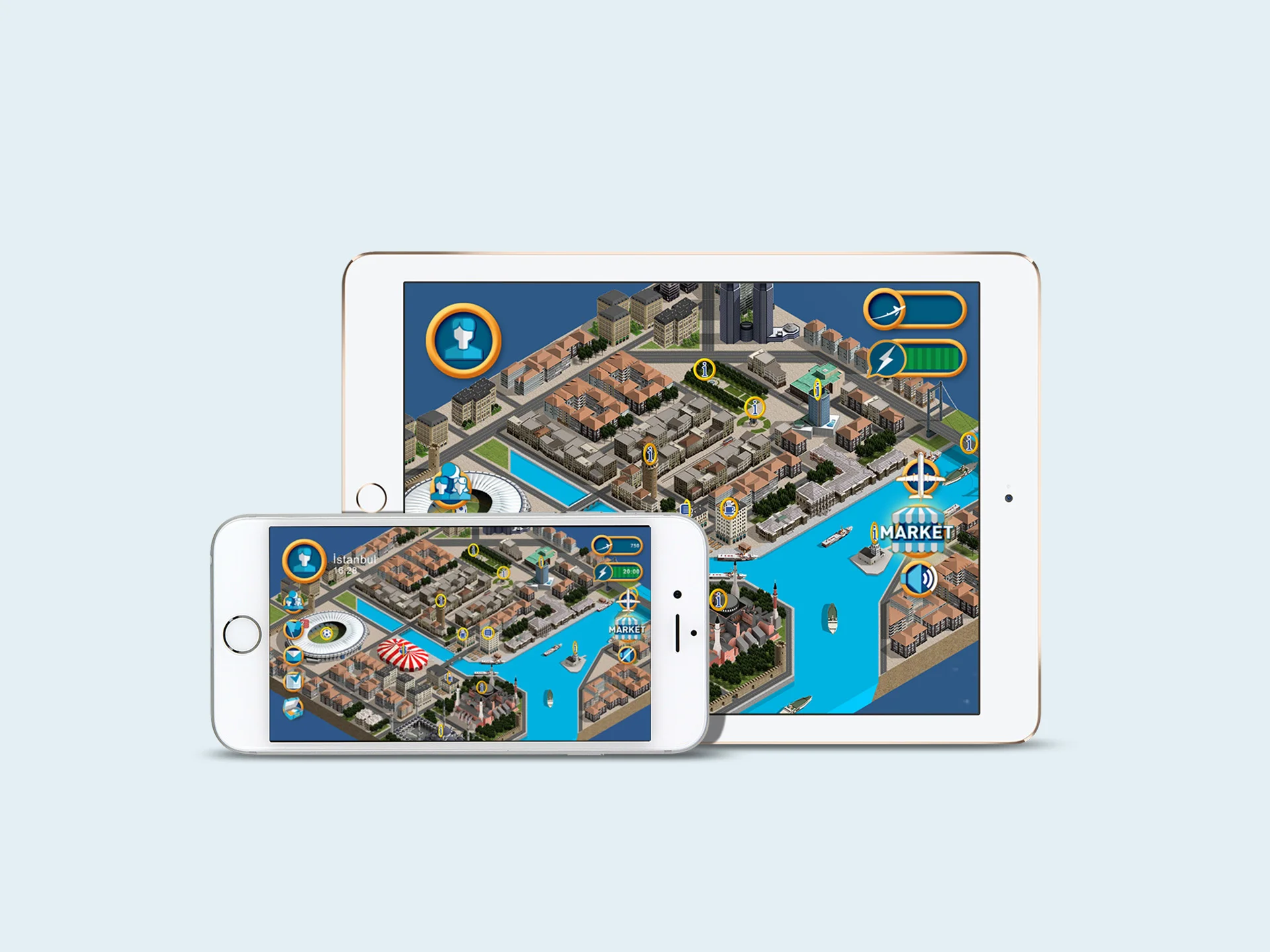 Devri Alem isometric city games designed by Formeta Design with illustrated storytelling approach