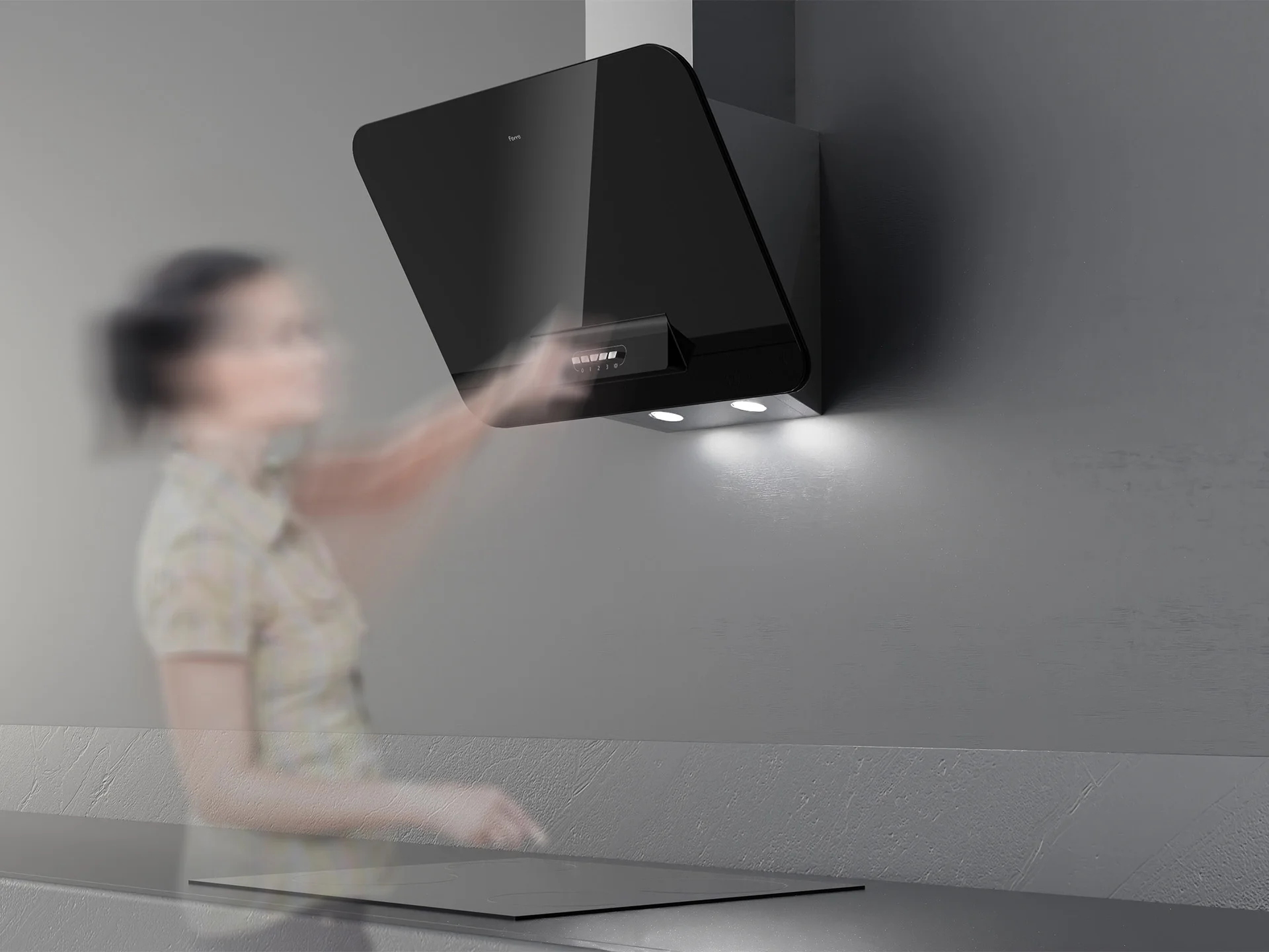 Ferre AEC built-in oven concept designed by Formeta Design with angled edge control panel
