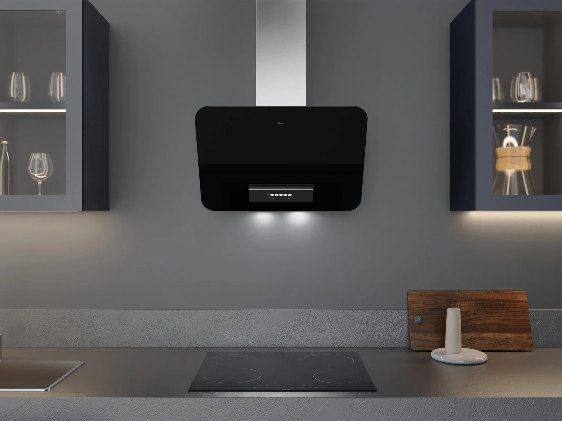 Ferre AEC built-in oven concept designed by Formeta Design with angled edge control panel