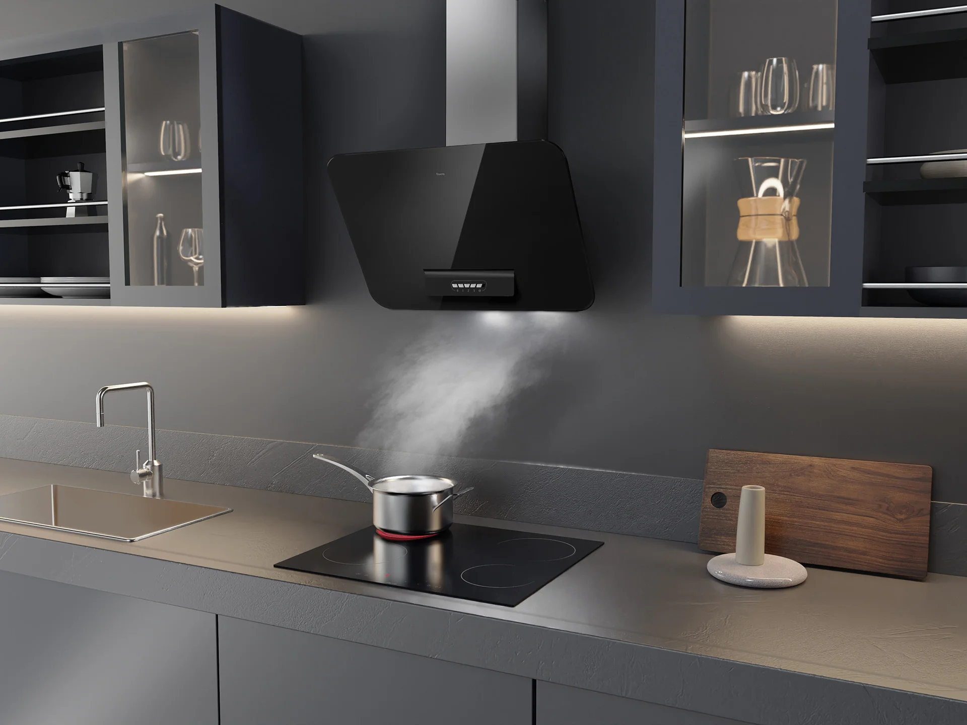 Ferre AEC built-in oven concept designed by Formeta Design with angled edge control panel