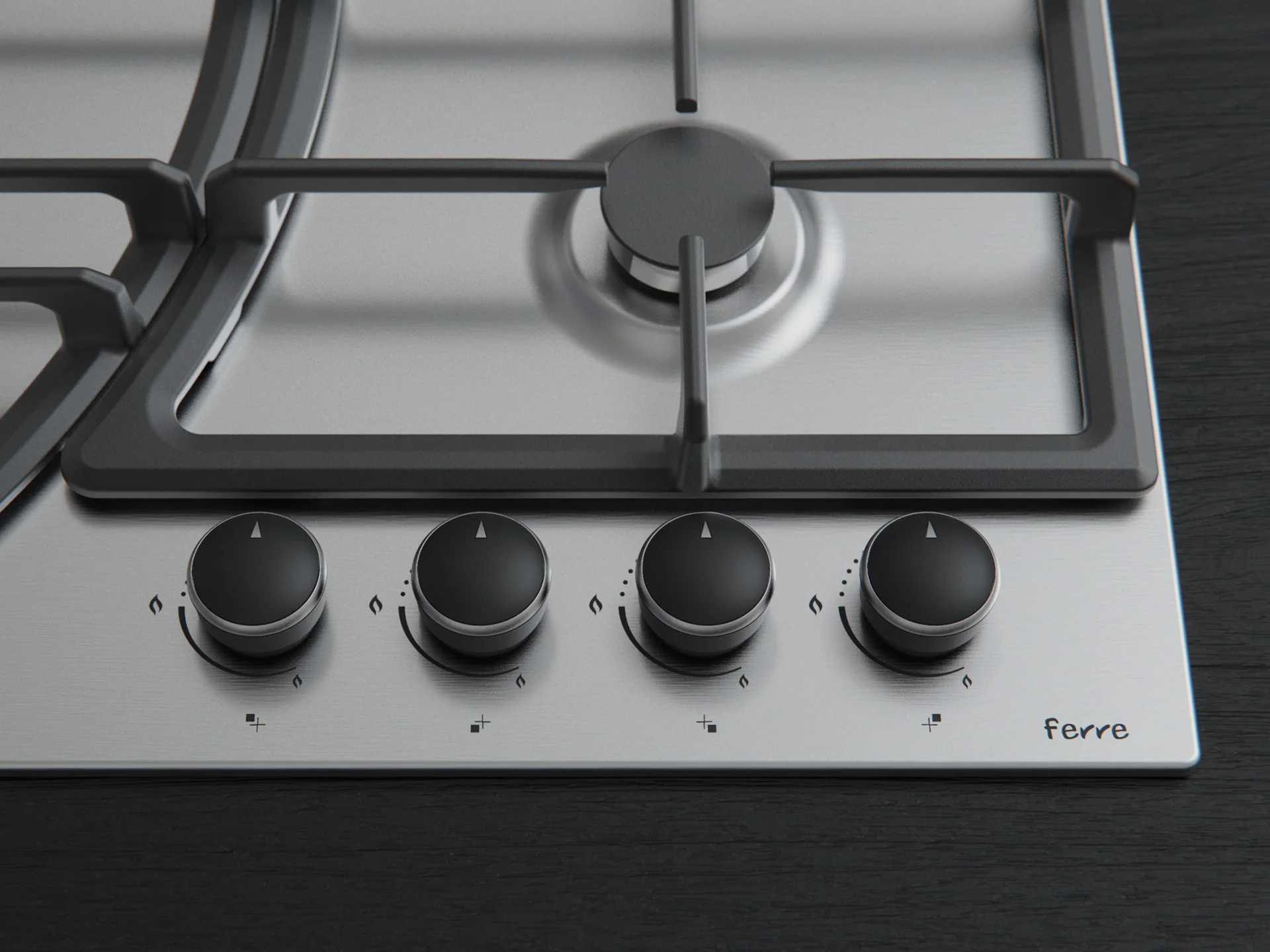Butterfly built-in gas hob by Formeta Design for Ferre, featuring maximizing pan location