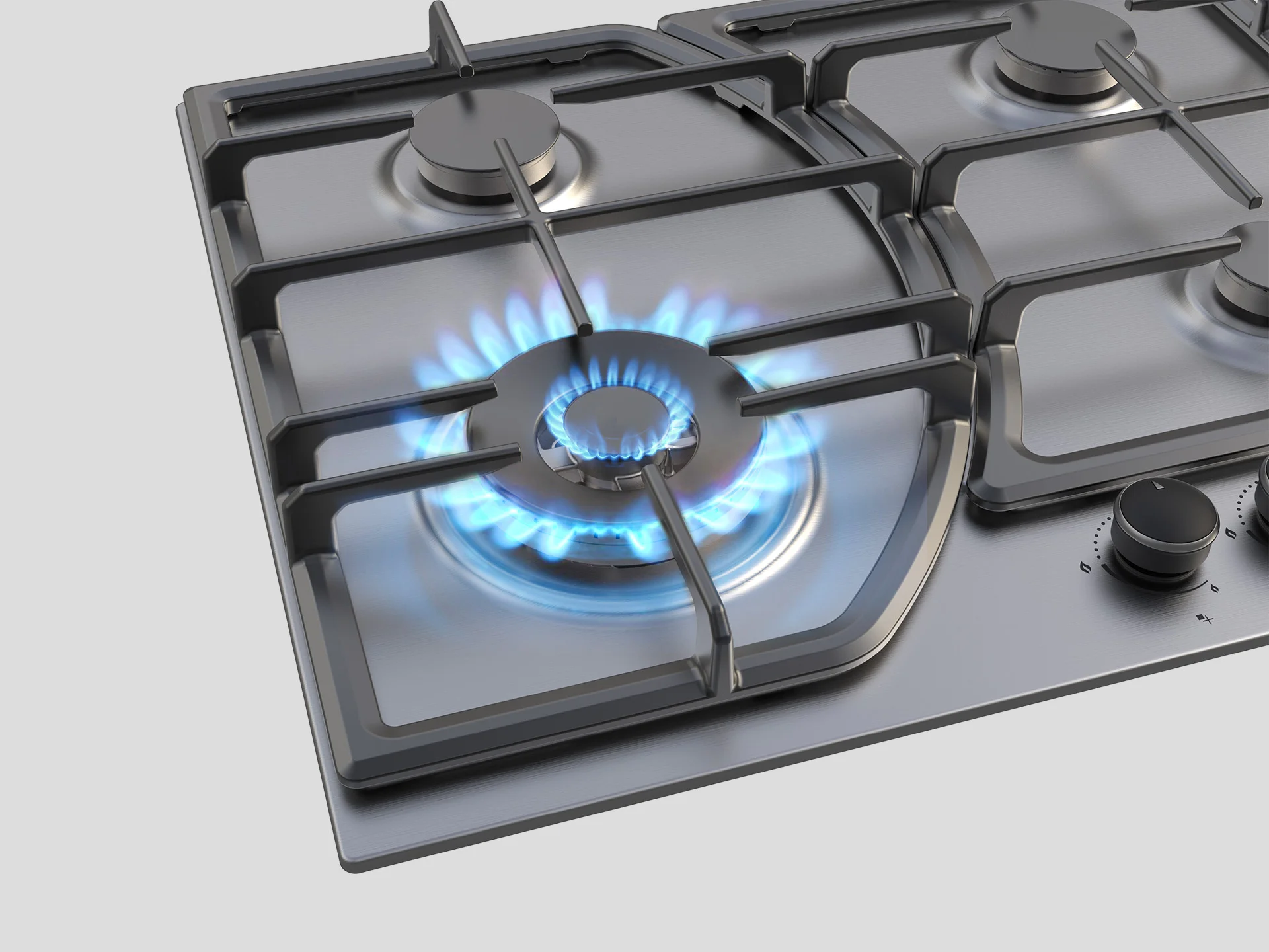 Butterfly built-in gas hob by Formeta Design for Ferre, featuring maximizing pan location