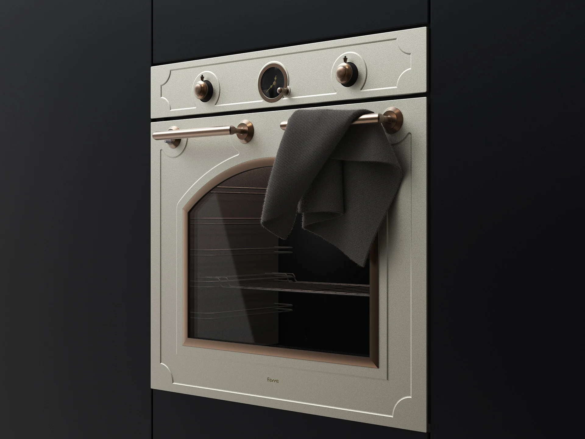 Ferre Ogee built-in oven designed by Formeta Design with sculpted front geometry