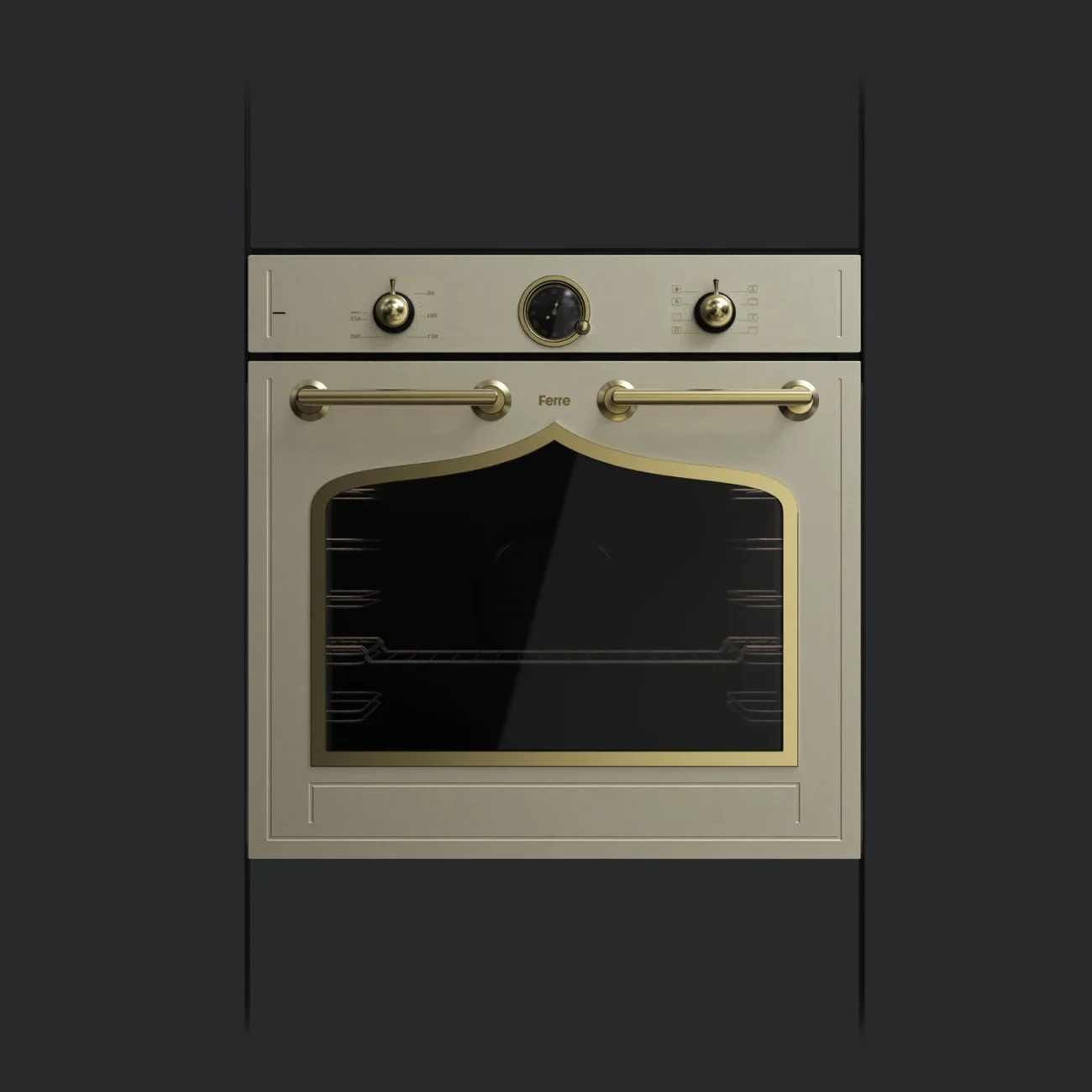 Ferre Ogee built-in oven designed by Formeta Design with sculpted front geometry
