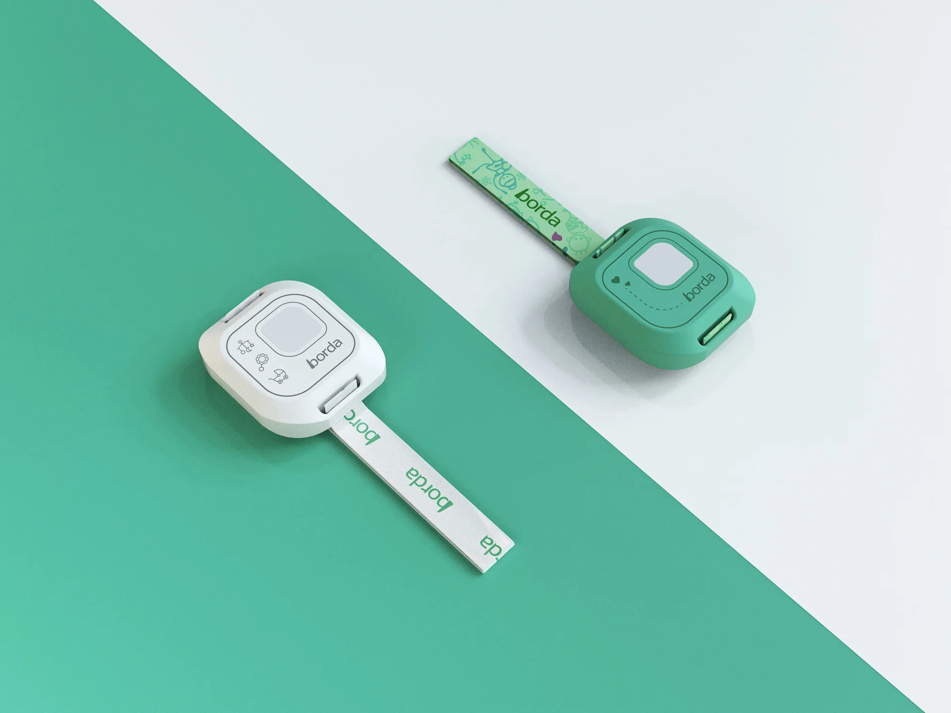 Infant Tag and Mother Tag baby safety tracking device for infants, designed by Formeta Design for Borda Technology