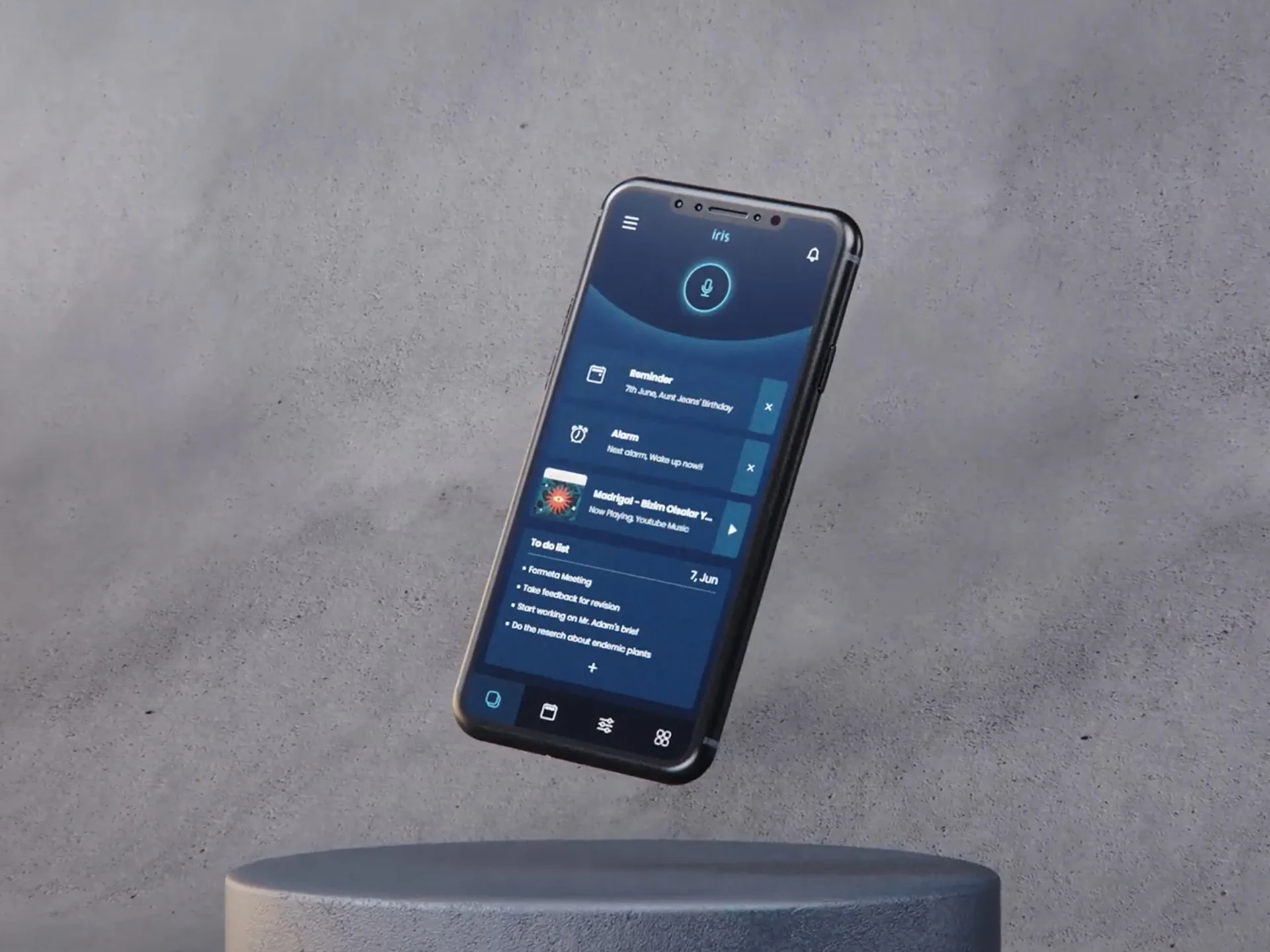 IRIS UX AI Asistant Device Interface designed by Formeta Design with elegant app