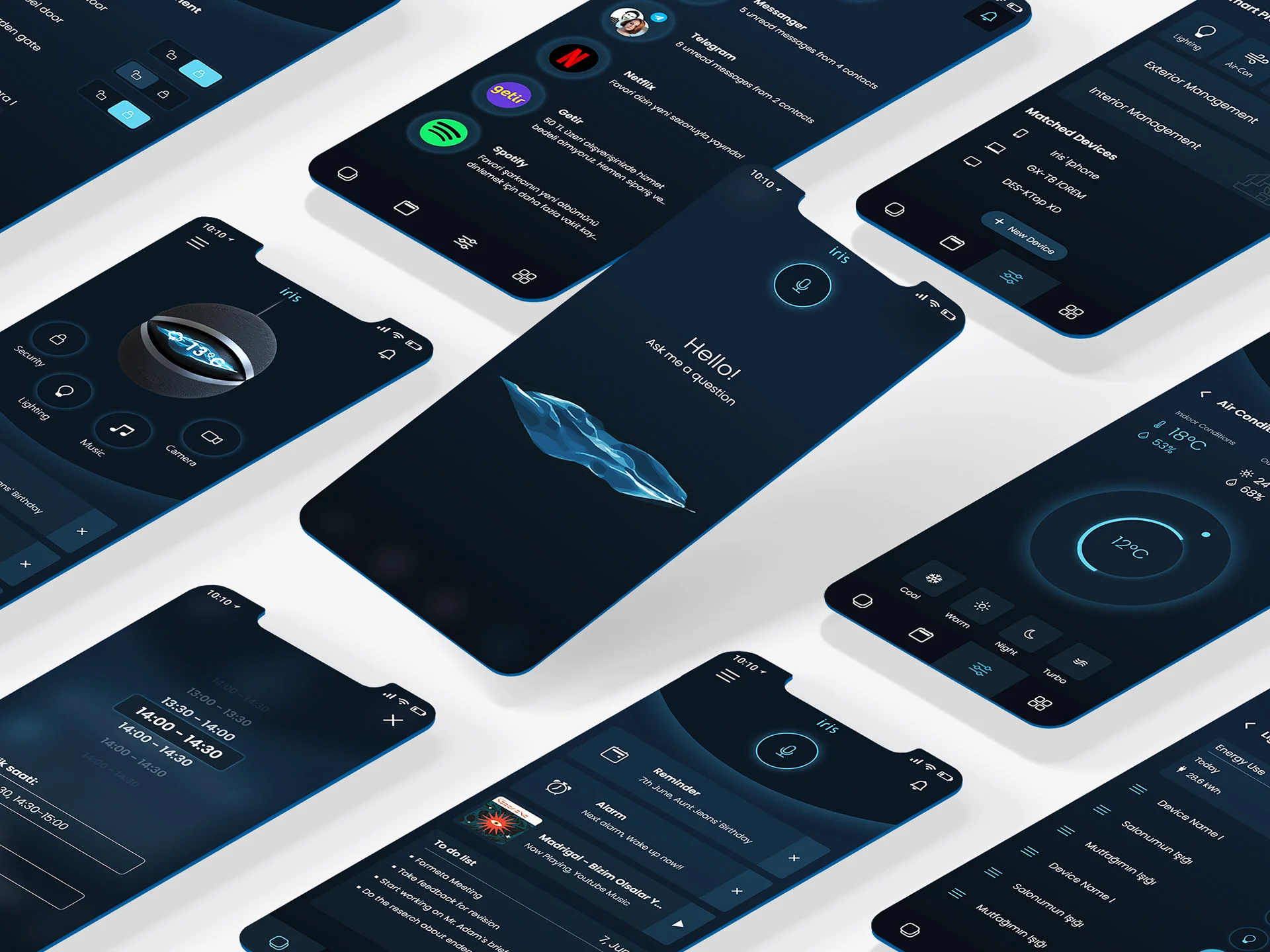 IRIS UX AI Asistant Device Interface designed by Formeta Design with elegant app