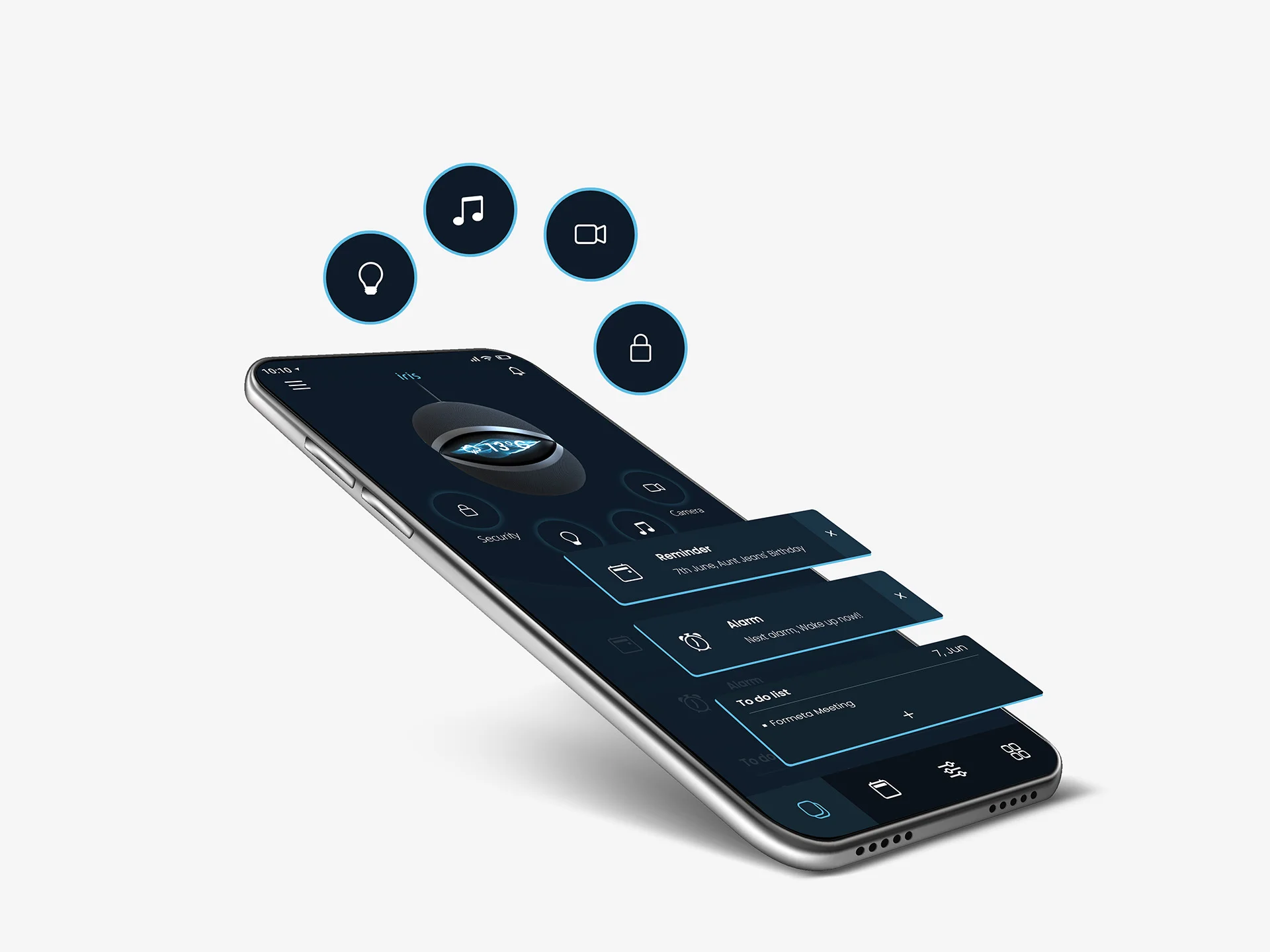 IRIS UX AI Asistant Device Interface designed by Formeta Design with elegant app