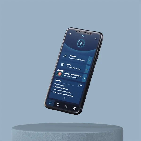 IRIS UX AI Asistant Device Interface designed by Formeta Design with elegant app