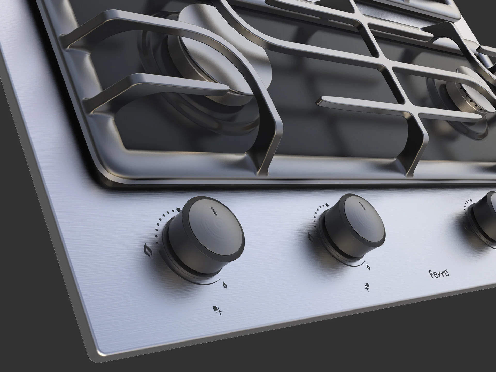 Modular builtin gas hob designed by Formeta Design for Ferre, allowing multi fuctional gas location customisation