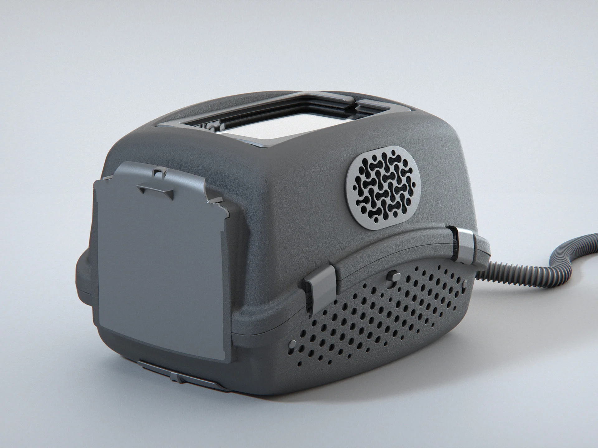 Pet Grooming Box designed by Formeta Design as utilizing place air ducts to collect fur