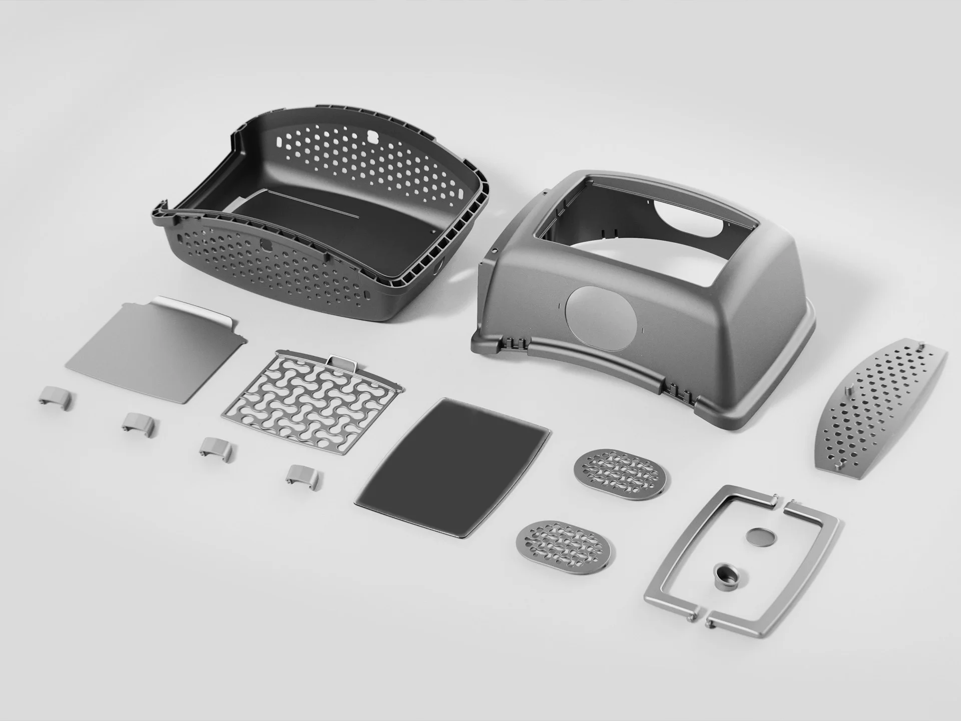 Pet Grooming Box designed by Formeta Design as utilizing place air ducts to collect fur