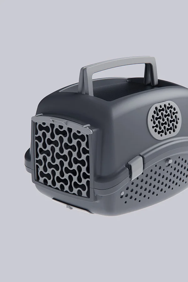 Pet Grooming Box designed by Formeta Design as utilizing place air ducts to collect fur