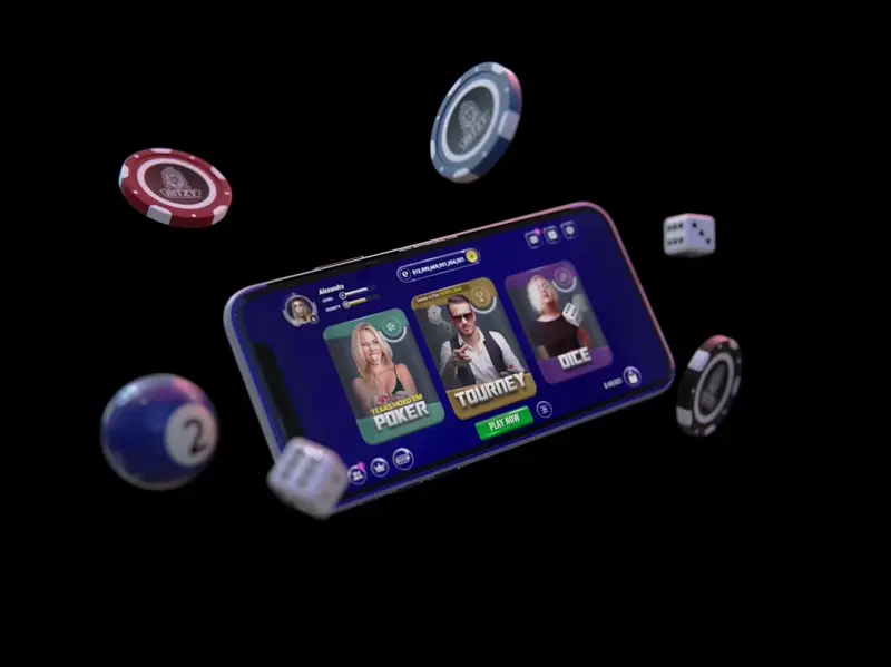 Ritzy Games Poker Game UX Interface designed by Formeta Design with playful identity system