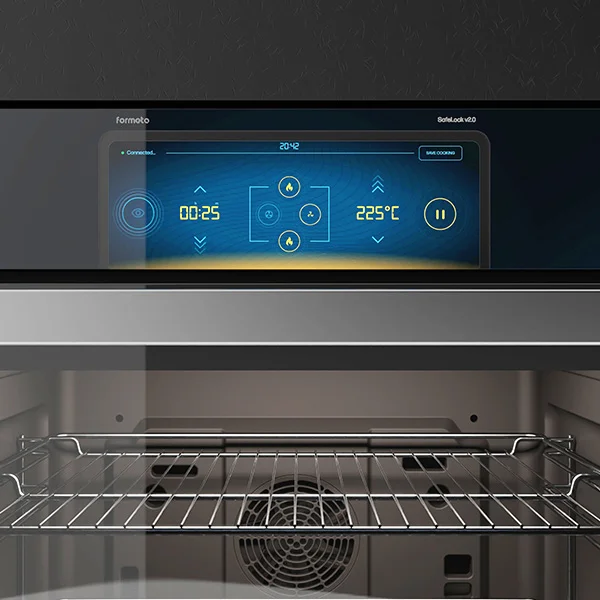 Touchscreen interface of SafeLock built-in oven designed by Formeta Design