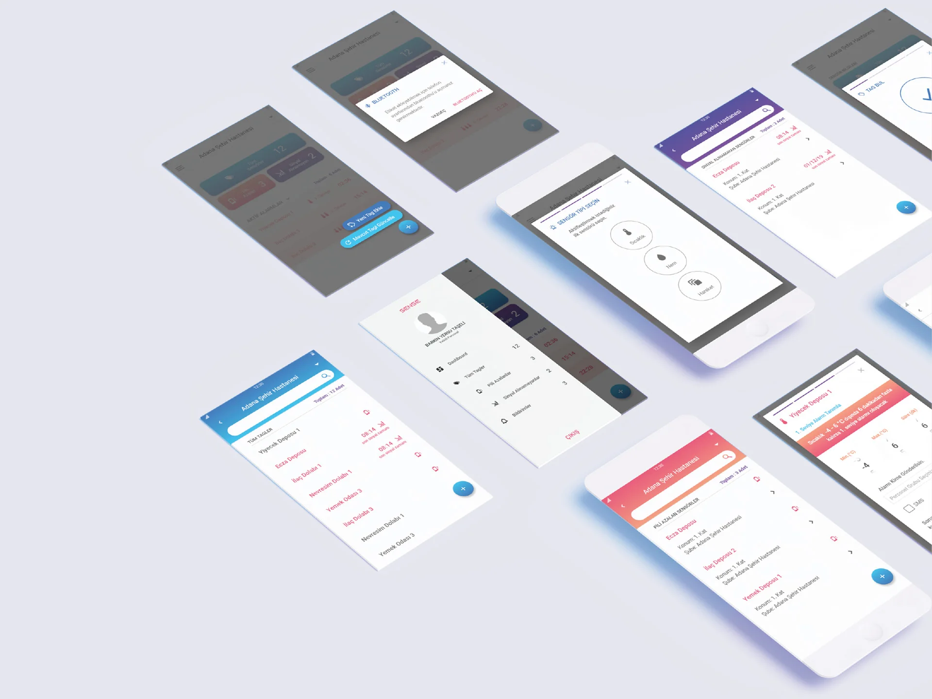 Sense asset tracking app designed by Formeta Design for ambient monitoring and automation