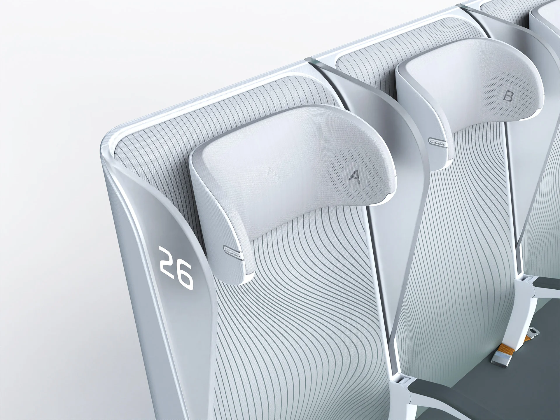 S-PRO plane seat design by Formeta Design, three-seat no-touch economy bench