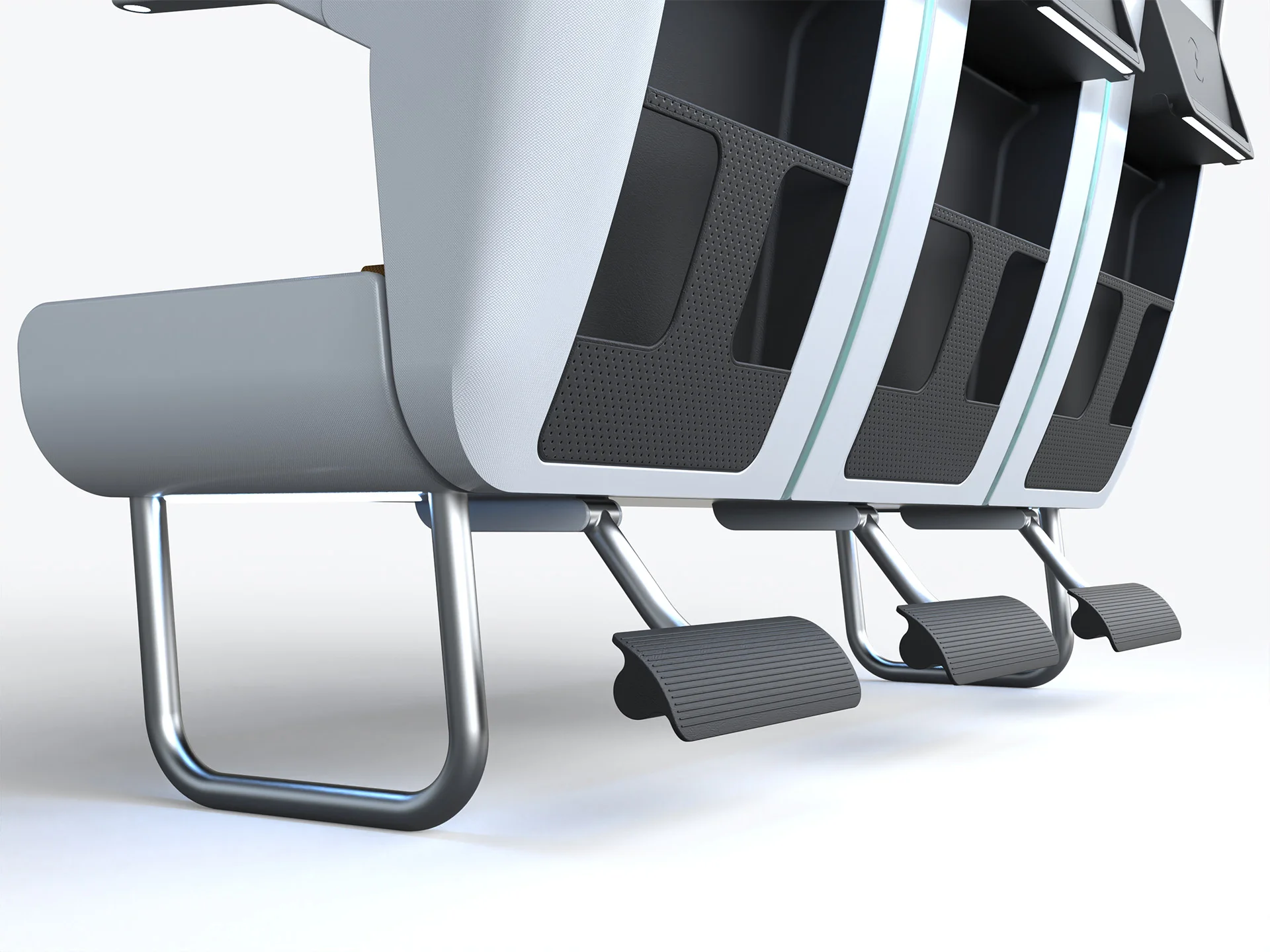 S-PRO plane seat design by Formeta Design, three-seat no-touch economy bench
