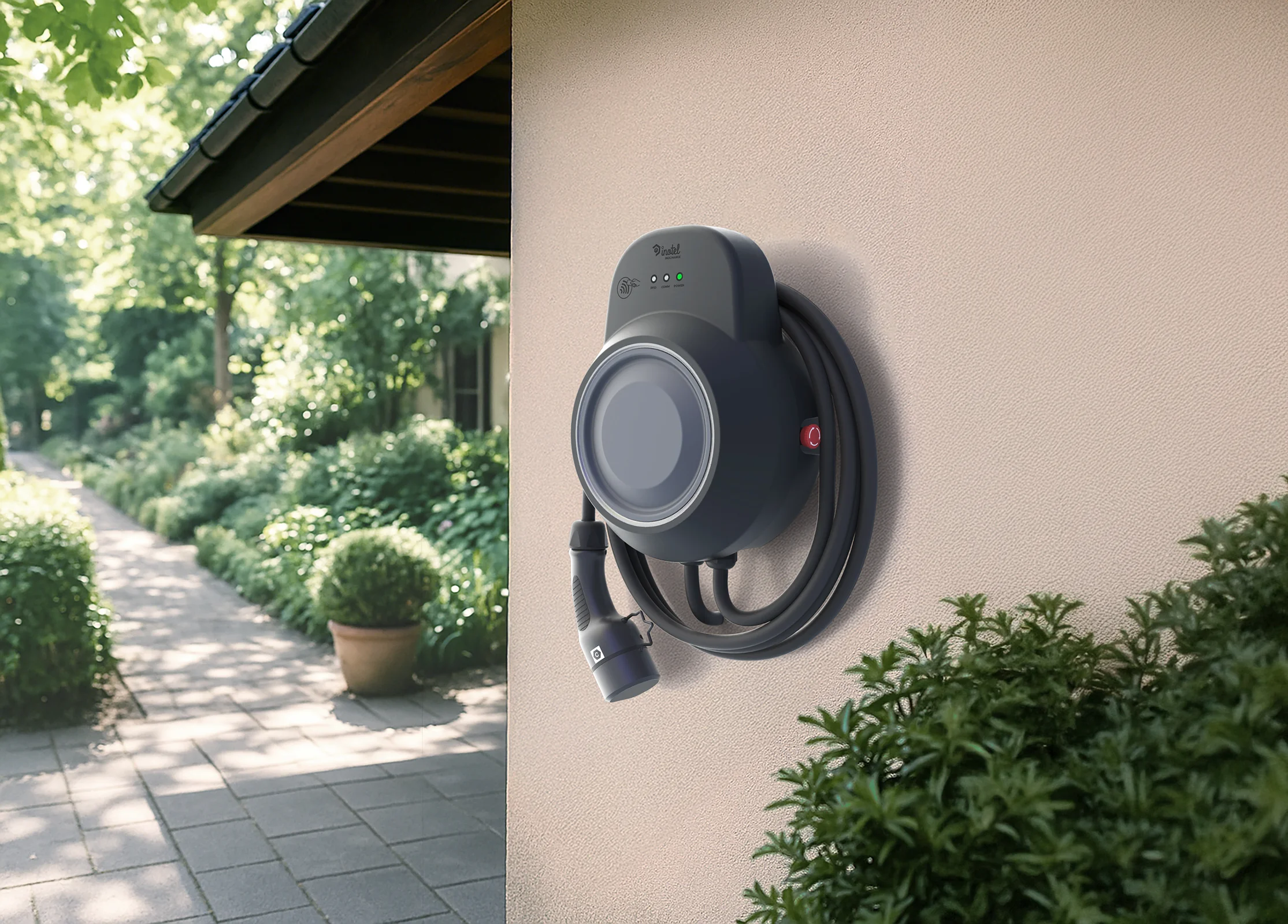 Inocharge electric vehicle charging station designed by Formeta Design for Inotel