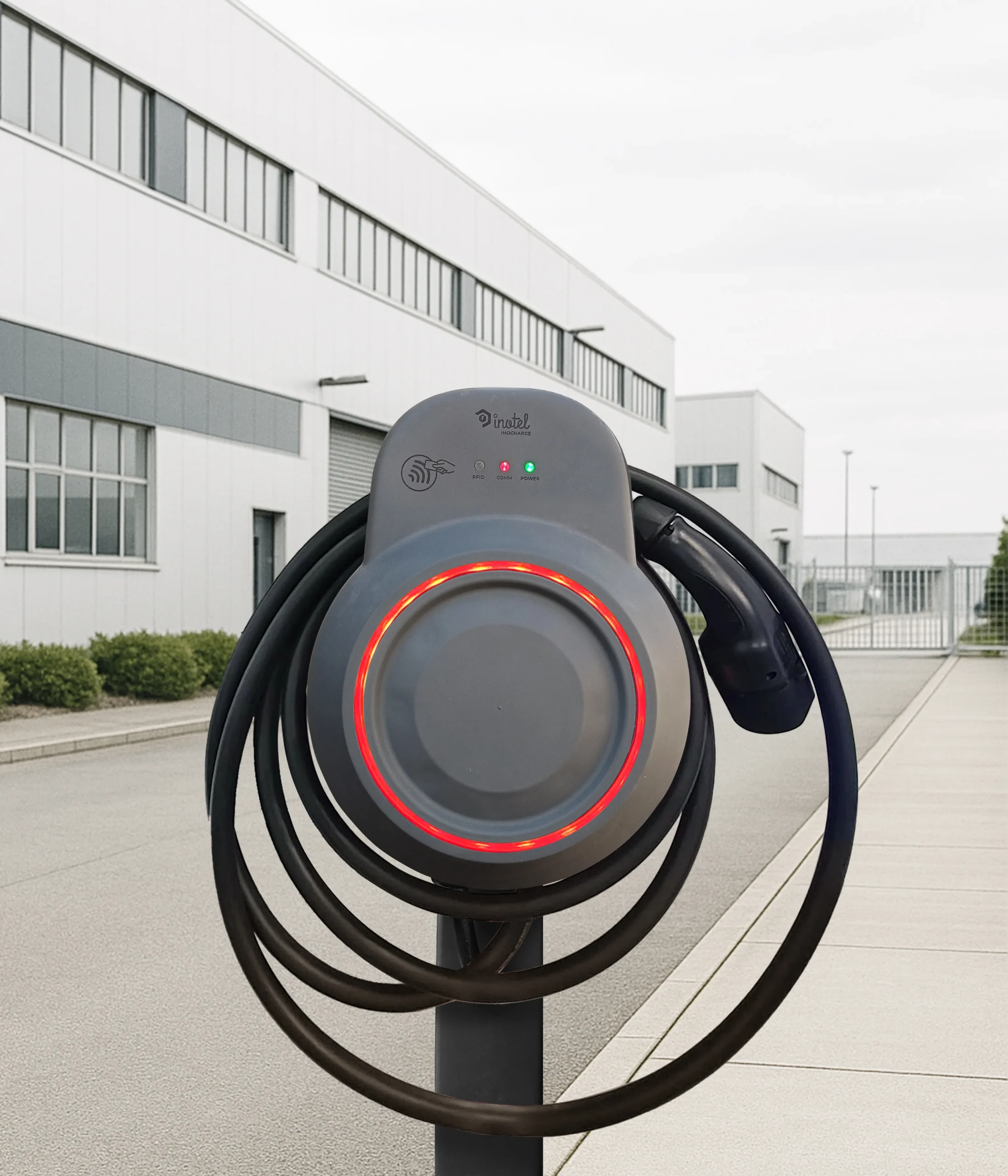Inocharge electric vehicle charging station designed by Formeta Design for Inotel