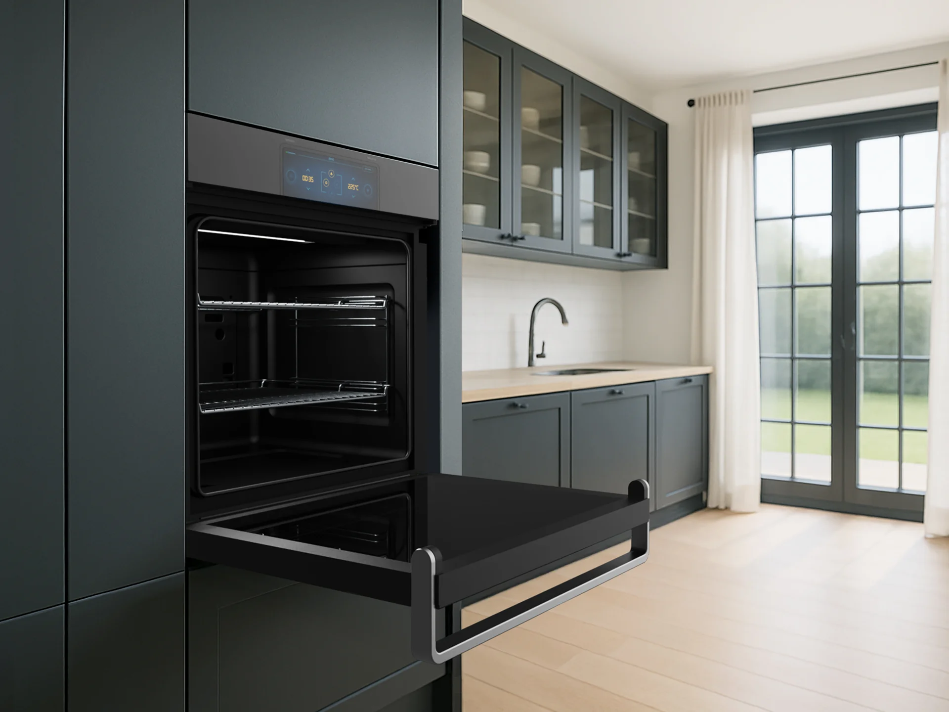 Touchscreen interface of SafeLock built-in oven designed by Formeta Design